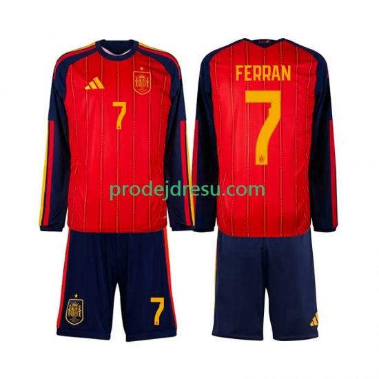 Španělsko Dresy Fotbal Ferran Torres 7 Dětský Domácí World Cup 2026 Dlouhý rukáv