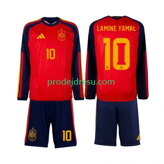 Španělsko Dresy Fotbal Lamine Yamal 10 Dětský Domácí World Cup 2026 Dlouhý rukáv