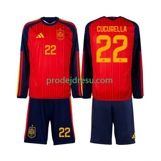 Španělsko Dresy Fotbal Marc Cucurella 22 Dětský Domácí World Cup 2026 Dlouhý rukáv