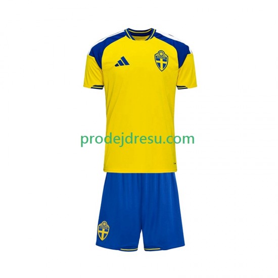 Švédsko Dresy Fotbal Dětský Domácí 2026 Krátký rukáv
