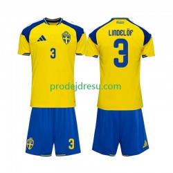 Švédsko Dresy Fotbal Victor Lindelof 3 Dětský Domácí 2026 Krátký rukáv