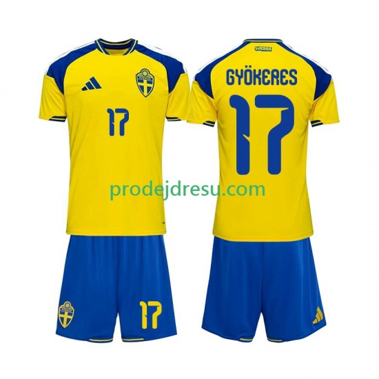 Švédsko Dresy Fotbal Viktor Gyokeres 17 Dětský Domácí 2026 Krátký rukáv