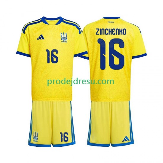 Ukrajina Dresy Fotbal Oleksandr Zinchenko 16 Dětský Domácí World Cup 2026 Krátký rukáv