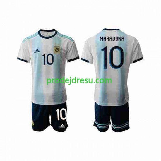 Argentina Dresy Fotbal Maradona 10 2019-2020 Dětský Domácí Krátký rukáv