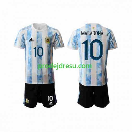 Argentina Dresy Fotbal Maradona 10 2020-2021 Dětský Domácí Krátký rukáv