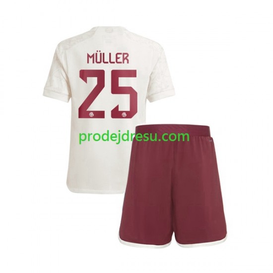 FC Bayern Mnichov Dresy Fotbal Thomas Muller 25 Dětský Alternativní 2023-2024 Krátký rukáv