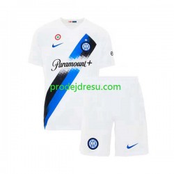 Inter Milán Dresy Fotbal Dětský Venkovní 2023-2024 Krátký rukáv