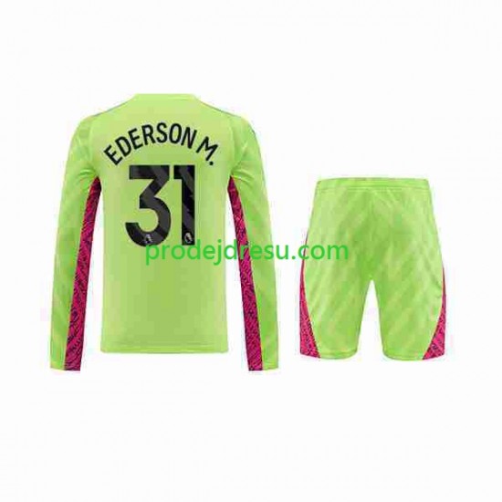 Manchester City Dresy Fotbal Ederson Moraes 31 Brankářské Dětský Alternativní 2023-2024 Dlouhý rukáv