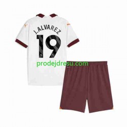 Manchester City Dresy Fotbal Julian Alvarez 19 Dětský Venkovní 2023-2024 Krátký rukáv