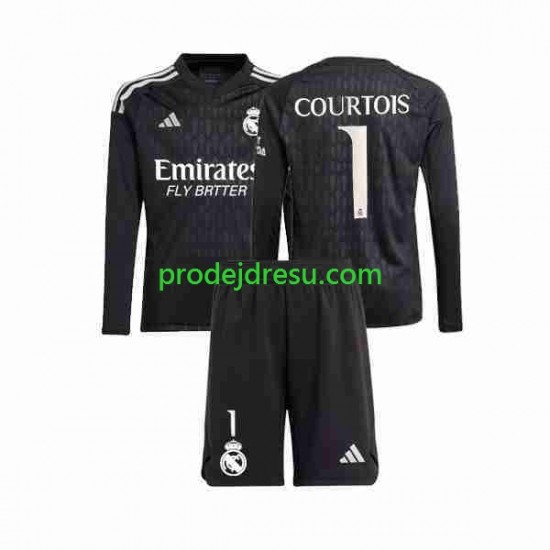 Real Madrid Dresy Fotbal Thibaut Courtois 1 Brankářské Dětský Venkovní 2023-2024 Dlouhý rukáv