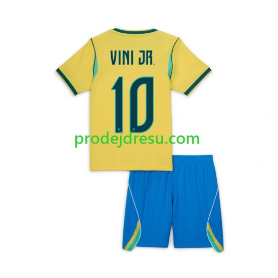 Brazílie Dresy Fotbal Vinicius Junior 10 Dětský Domácí World Cup 2026 Krátký rukáv
