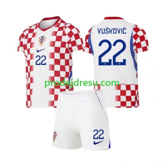 Chorvatsko Dresy Fotbal Luka Vuskovic 22 Dětský Domácí World Cup 2026 Krátký rukáv