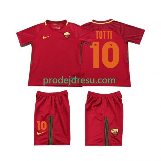 AS Řím Dresy Fotbal Totti 10 2017-2018 Retro Dětský Domácí Krátký rukáv