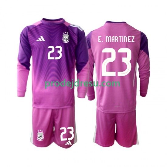 Argentina Dresy Fotbal Emiliano Martinez 23 Brankářské Dětský Domácí 2025 Dlouhý rukáv