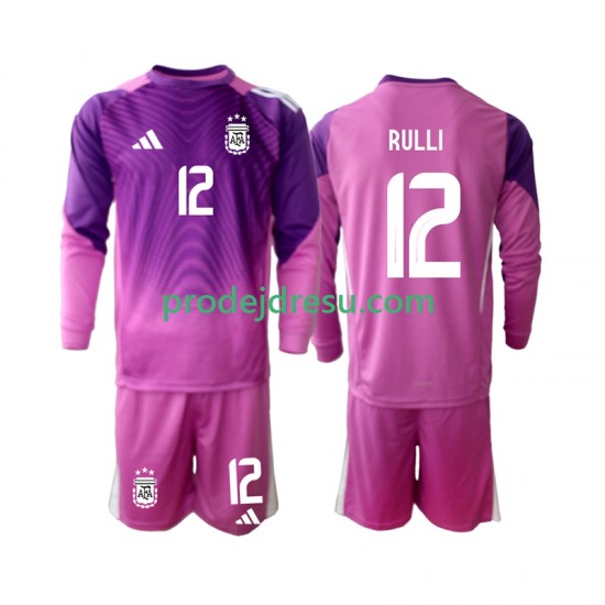 Argentina Dresy Fotbal Geronimo Rulli 12 Brankářské Dětský Domácí 2025 Dlouhý rukáv
