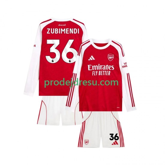 Arsenal Dresy Fotbal Martin Zubimendi 36 Dětský Domácí 2025-2026 Krátký rukáv