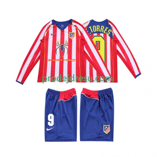 Atlético Madrid Dresy Fotbal F TORRES 9 2005 Retro Dětský Domácí 2004 Dlouhý rukáv