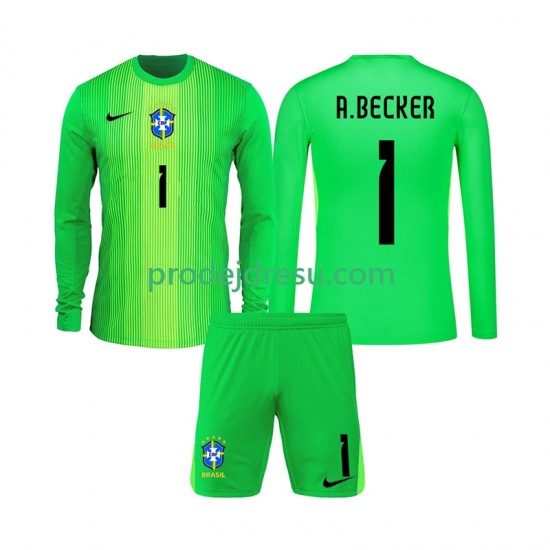 Brazílie Dresy Fotbal Alisson Becker 1 Brankářské Dětský Domácí 2026 Dlouhý rukáv