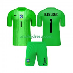 Brazílie Dresy Fotbal Alisson Becker 1 Brankářské Dětský Domácí 2026 Krátký rukáv