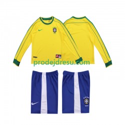 Brazílie Dresy Fotbal Retro Dětský Domácí 1998 Dlouhý rukáv