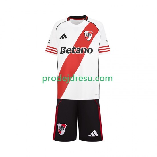 CA River Plate Dresy Fotbal Dětský Domácí 2025-2026 Krátký rukáv