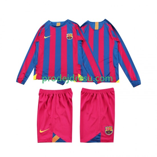 FC Barcelona Dresy Fotbal 2005 Retro Dětský Domácí 2006 Dlouhý rukáv
