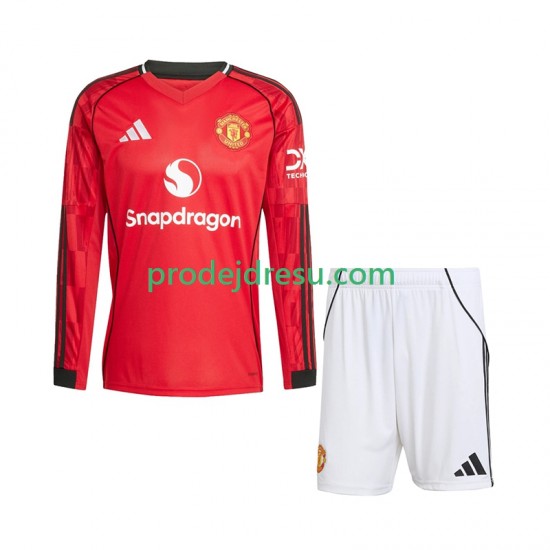 Manchester United Dresy Fotbal Dětský Domácí 2025-2026 Dlouhý rukáv