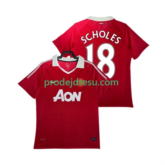 Manchester United Dresy Fotbal SCHOLES 18 Retro Muž Domácí 2011 2010 Krátký rukáv