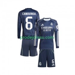 Real Madrid Dresy Fotbal Camavinga 6 Dětský Venkovní 2025-2026 Dlouhý rukáv