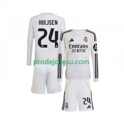 Real Madrid Dresy Fotbal Huijsen 24 Dětský Domácí 2025-2026 Dlouhý rukáv