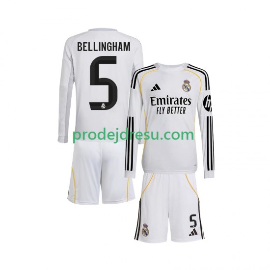Real Madrid Dresy Fotbal Jude Bellingham 5 Dětský Domácí 2025-2026 Dlouhý rukáv