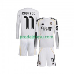 Real Madrid Dresy Fotbal Rodrygo 11 Dětský Domácí 2025-2026 Dlouhý rukáv