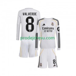 Real Madrid Dresy Fotbal Valverde 8 Dětský Domácí 2025-2026 Dlouhý rukáv