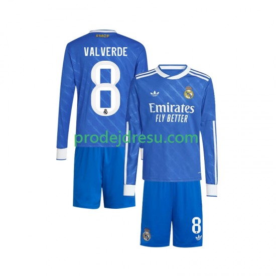 Real Madrid Dresy Fotbal Valverde 8 Dětský Alternativní 2025-2026 Dlouhý rukáv