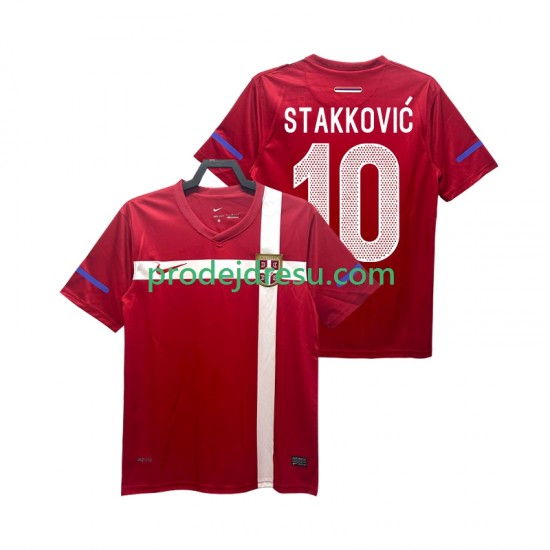 Srbsko Dresy Fotbal STAKKOVIC 10 Retro Muž Domácí 2010 Krátký rukáv