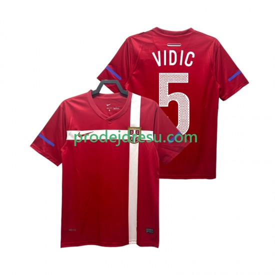 Srbsko Dresy Fotbal VIDIC 5 Retro Muž Domácí 2010 Krátký rukáv