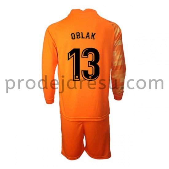 Atlético Madrid Dresy Fotbal Brankářské Jan Oblak 13 Dětský Domácí 2021-2022 Dlouhý Rukáv
