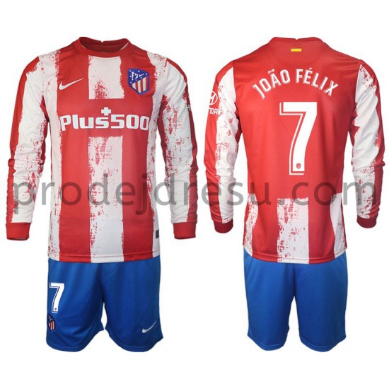 Atlético Madrid Dresy Fotbal Joao Felix 7 Dětský Domácí 2021-2022 Dlouhý Rukáv