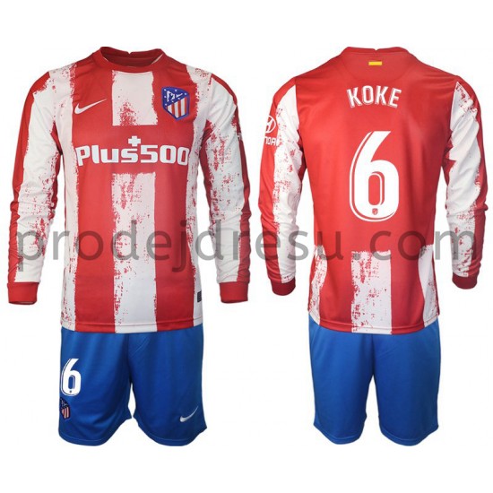 Atlético Madrid Dresy Fotbal Koke 6 Dětský Domácí 2021-2022 Dlouhý Rukáv
