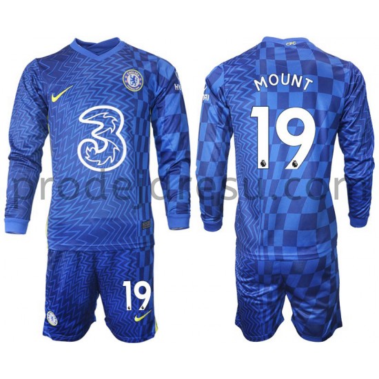 Chelsea Dresy Fotbal Mount 19 Dětský Domácí 2021-2022 Dlouhý Rukáv