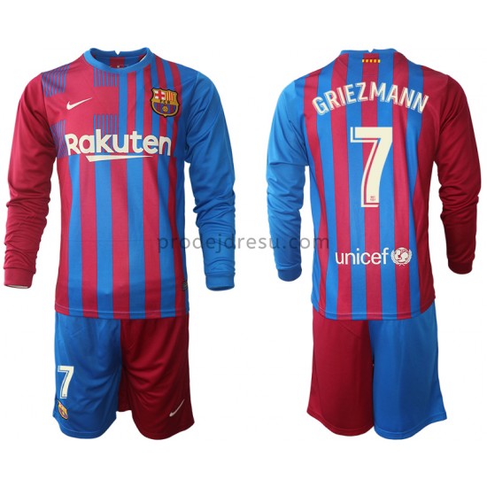 FC Barcelona Dresy Fotbal Antoine Griezmann 7 Dětský Domácí 2021-2022 Dlouhý Rukáv