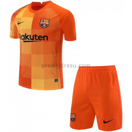 FC Barcelona Dresy Fotbal Brankářské Dětský Domácí 2021-2022 Krátký Rukáv