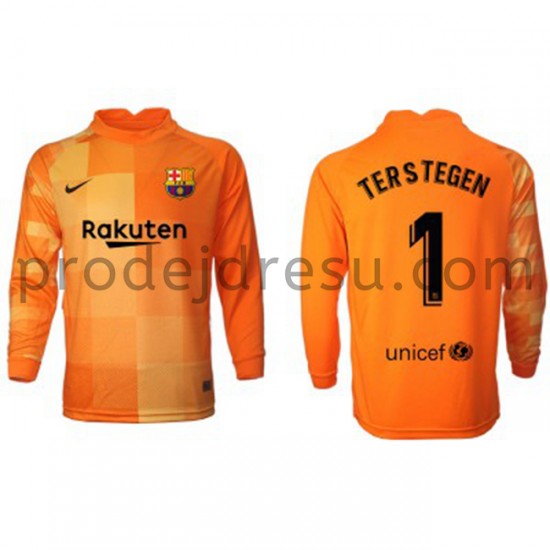 FC Barcelona Dresy Fotbal Brankářské Ter Stegen 1 Domácí 2021-2022 Dlouhý Rukáv
