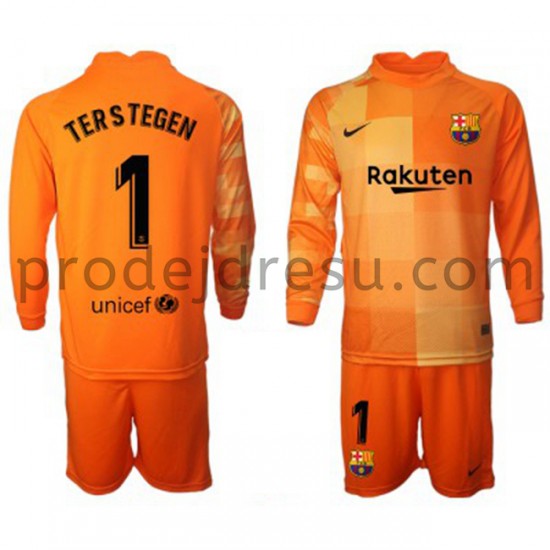 FC Barcelona Dresy Fotbal Brankářské Ter Stegen 1 Dětský Domácí 2021-2022 Dlouhý Rukáv