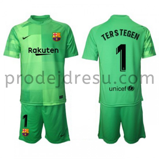 FC Barcelona Dresy Fotbal Brankářské Ter Stegen 1 Dětský Alternativní 2021-2022 Krátký Rukáv