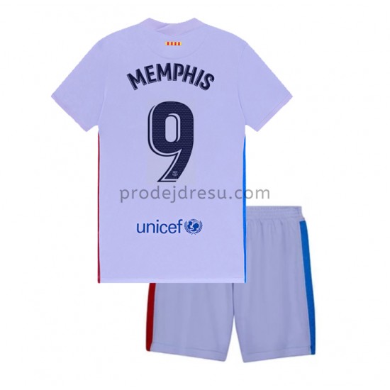FC Barcelona Dresy Fotbal Memphis Depay 9 Dětský Venkovní 2021-2022 Krátký Rukáv