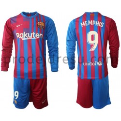 FC Barcelona Dresy Fotbal Memphis Depay 9 Dětský Domácí 2021-2022 Dlouhý Rukáv