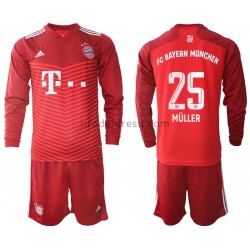 FC Bayern Mnichov Dresy Fotbal Thomas Muller 25 Dětský Domácí 2021-2022 Dlouhý Rukáv
