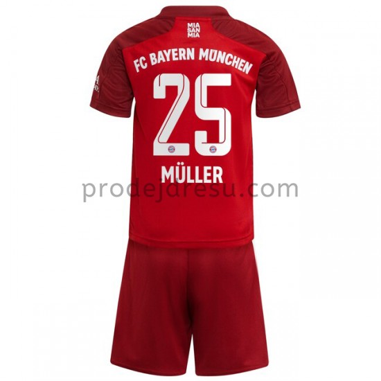 FC Bayern Mnichov Dresy Fotbal Thomas Muller 25 Dětský Domácí 2021-2022 Krátký Rukáv