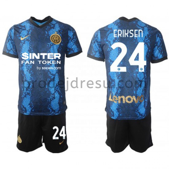 Inter Milán Dresy Fotbal Dresy Fotbal Christian Eriksen 24 Dětský Domácí 2021-2022 Krátký Rukáv